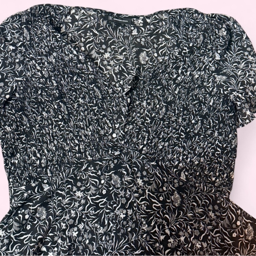 INC International Concepts Black & White Floral Top